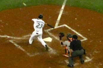 Juan Bauista hits a home run