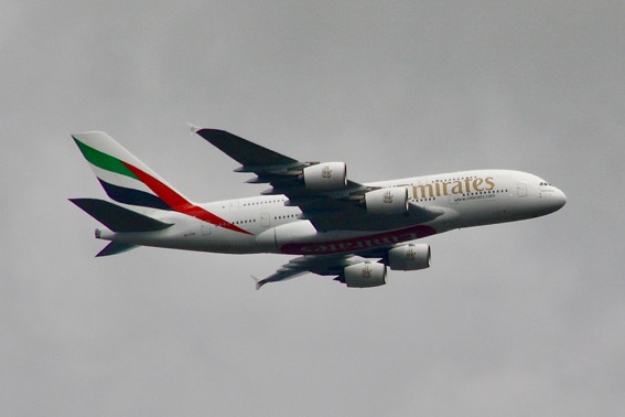 The A380 flying over the Eastern Freeway