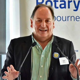 James Nixon speaking at Melbourne Rotary